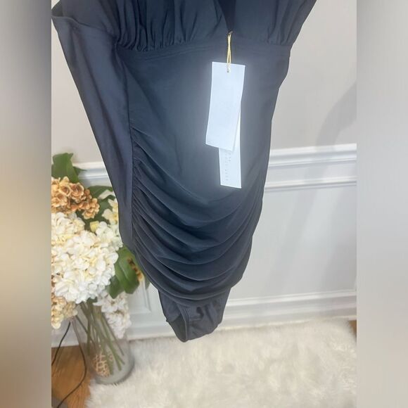 NWT BEYOND CONTROL Women's Solid Plunge plus size V-Neck One-Piece Swimsuit - Picture 7 of 7